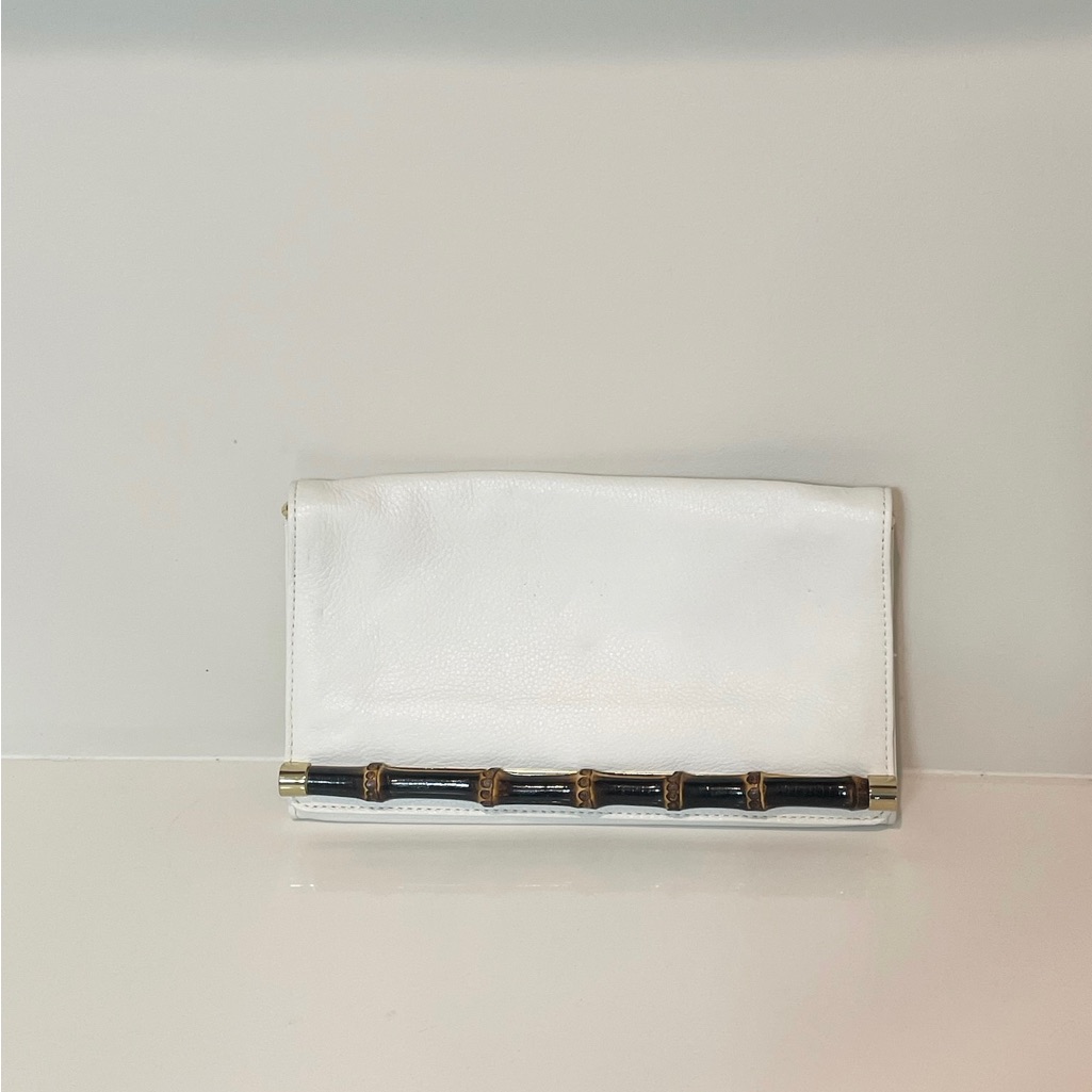 White Authentic Cow Leather Clutch Bag